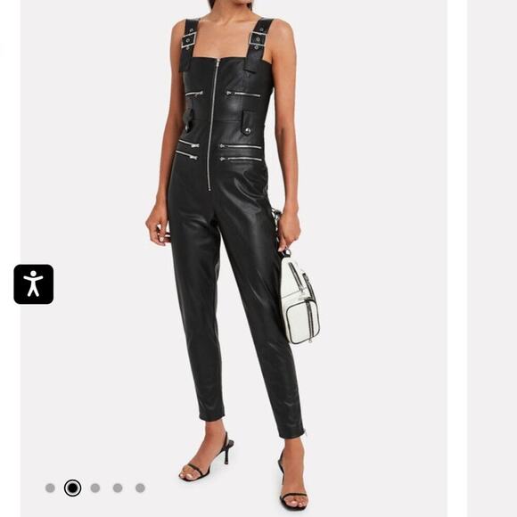 WEWOREWHAT Vegan Black Leather Moto Overalls - Picture 4 of 10